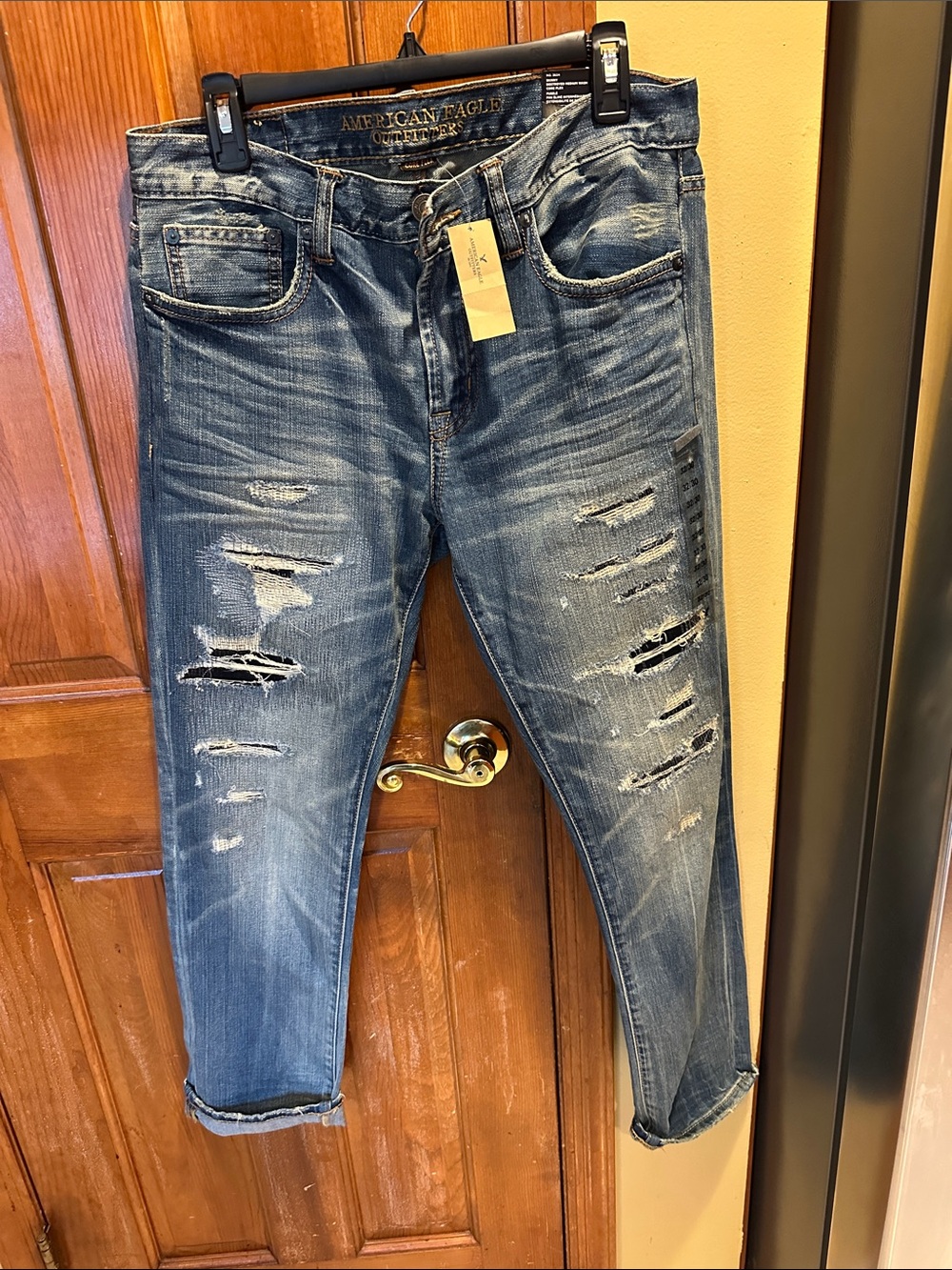 American Eagle Outfitters Men’s Ripped Dark Blue Denim Slim Jeans